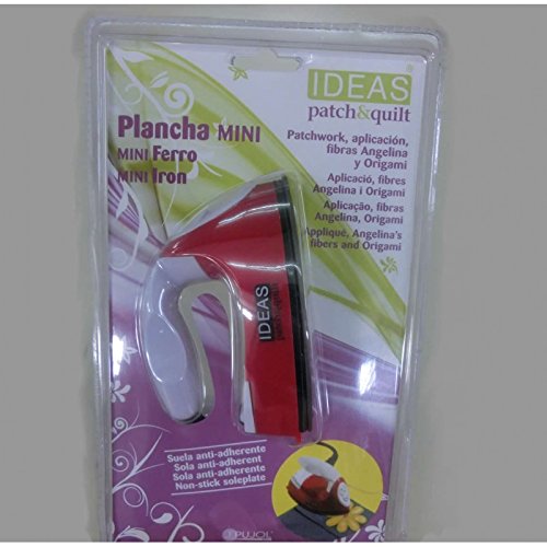 Plancha mini sin vapor para Patchwork con suela anti-adherente. Ideal para para patchwork, aplicaciones, fibras Angelin y Original, para planchados rápidos y pequeños retoques. Doble voltaje. Potencia 25W