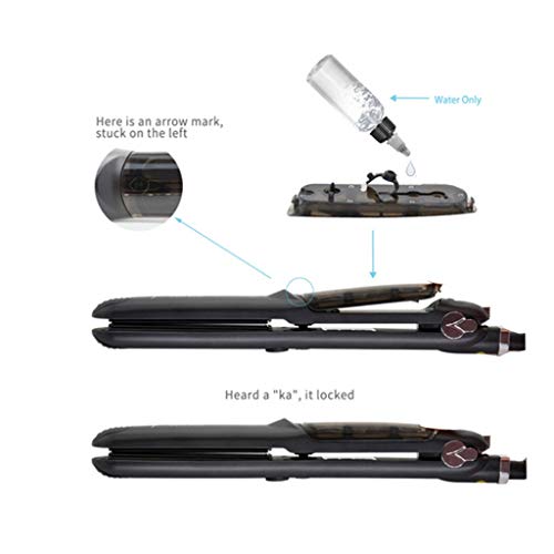 Plancha Para El Cabello, Aceite De ArgáN Negro Plancha De Vapor Plana De Hierro Plancha De Vapor Plancha De Vapor Plancha De Vapor Mojado / Seco Forma De Vapor Plancha De Vapor Pelo Negro Natural