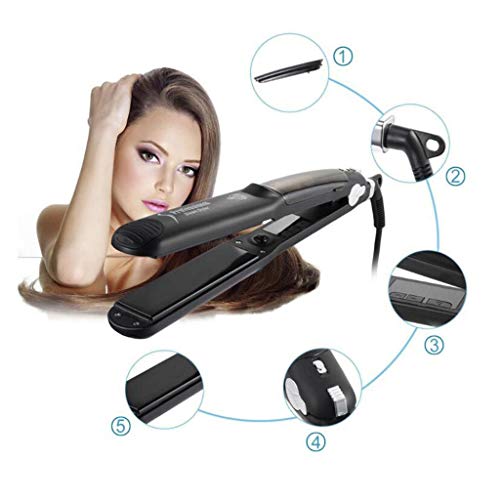 Plancha Para El Cabello, Aceite De ArgáN Negro Plancha De Vapor Plana De Hierro Plancha De Vapor Plancha De Vapor Plancha De Vapor Mojado / Seco Forma De Vapor Plancha De Vapor Pelo Negro Natural