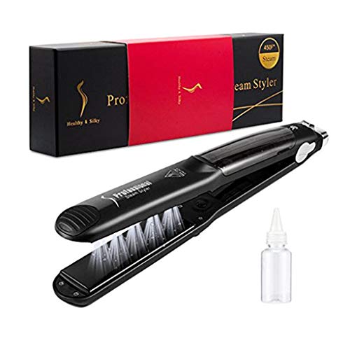 Plancha Para El Cabello, Aceite De ArgáN Negro Plancha De Vapor Plana De Hierro Plancha De Vapor Plancha De Vapor Plancha De Vapor Mojado / Seco Forma De Vapor Plancha De Vapor Pelo Negro Natural