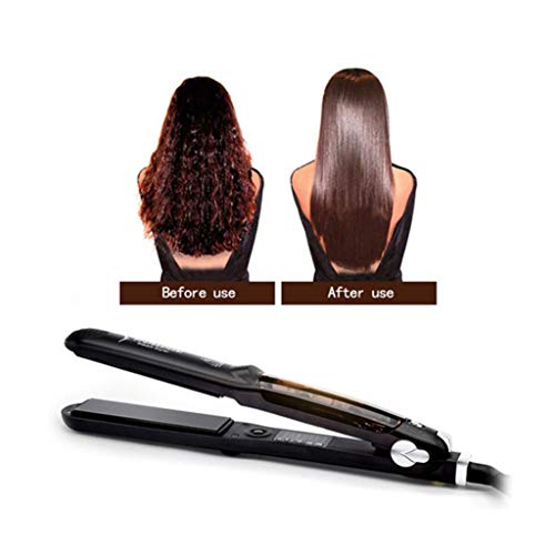 Plancha Para El Cabello, Aceite De ArgáN Negro Plancha De Vapor Plana De Hierro Plancha De Vapor Plancha De Vapor Plancha De Vapor Mojado / Seco Forma De Vapor Plancha De Vapor Pelo Negro Natural