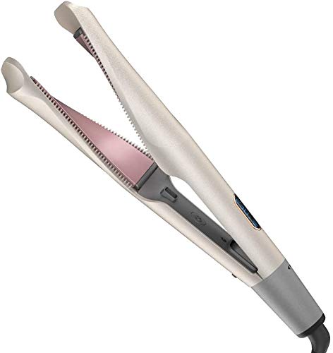Plancha Pelo, Alisador y Rizador 2 en 1 Placas de estilo curvas únicas con pantalla LCD, temperatura de 100~230 ℃, calentamiento rápido en 30 segundos para todo tipo de cabello
