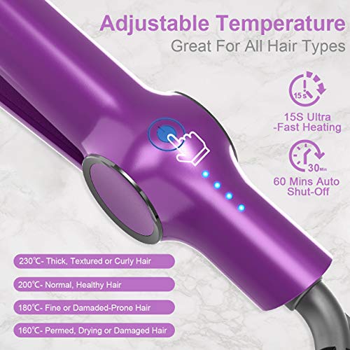 Plancha Rizadora de Pelo, Kastiny Profesional 2 en 1 Planchas del Pelo y Rizador, Herramientas de Peinado con Temperatura Ajustable de 160℃ -230 ℃, Tiempo de Calentamiento de 30s