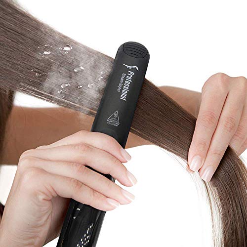 Planchas de pelo de vapor, plancha de rizar profesional MYSWEETY con placa de cerámica para alisar y rizar el cabello, máximo 235 ℃ / 455