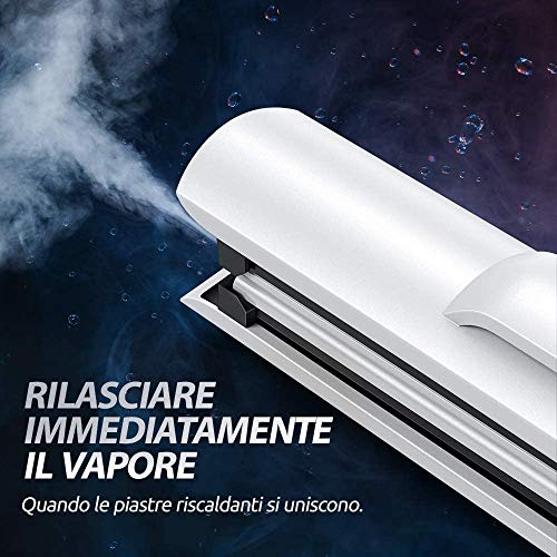 Planchas del Pelo de Vapor FURIDEN Plancha Profesional con Placa de Cerámica, 130 ℃ -230 ℃ Voltaje Doble para Alisar el Cabello - Blanco