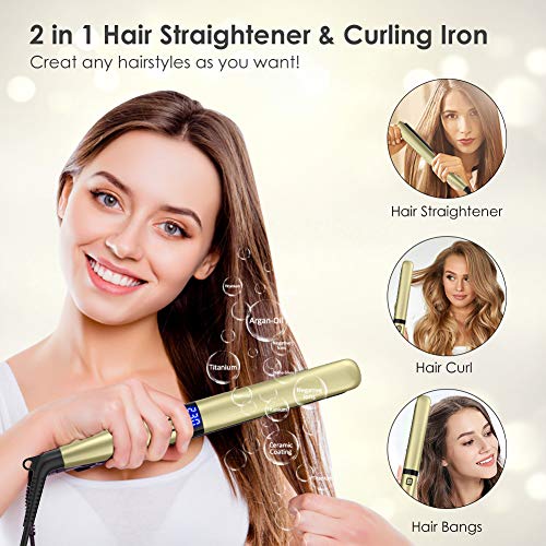 Planchas del Pelo Profesional, Tecnología Cerámica Turmalina, Temperatura Ajustable 160°C-230°C, Plancha de Pelo para el Peinado Alisado/Rizos