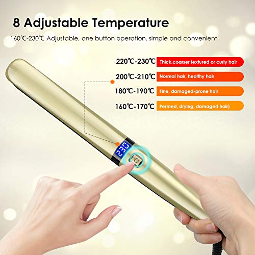 Planchas del Pelo Profesional, Tecnología Cerámica Turmalina, Temperatura Ajustable 160°C-230°C, Plancha de Pelo para el Peinado Alisado/Rizos