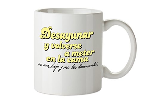 Planeta Gifts La Vecina Rubia Taza Mug "Desayunar", Colección TanTanFan, Cerámica, Blanco, 8x10x10 cm