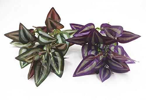 Planta de simulación Planta Verde arreglo de Flores en Maceta decoración Hoja Planta Material de Pared 11 Malla púrpura Colgante bambú Ciruela ceja Hoja Verde