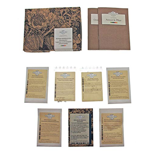 'Plantas medicinales importantes de la homeopatía', kit regalo de semillas con 7 hierbas medicinales
