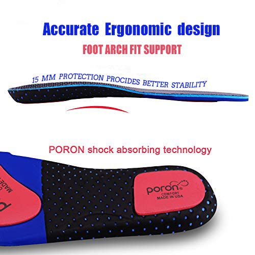 Plantilla de Deportiva para Hombres y Mujeres,Plantillas para Aliviar la Fascitis,Confort Amortiguadoras Cómodas para Trabajo, Absorben Los Golpes Reduciendo la Fatiga Muscular,Tamaño Cortable,35-48EU