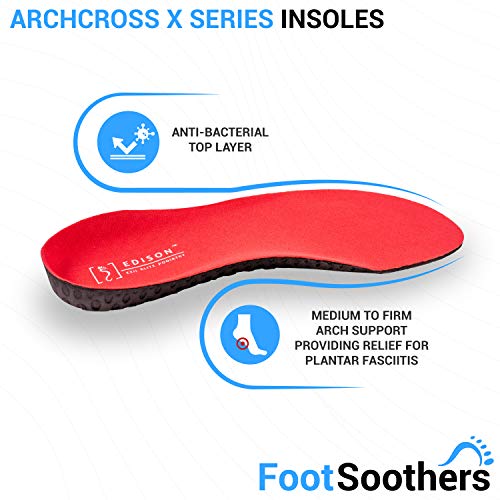 Plantillas ortopédicas para el dolor de talón, fascitis plantar, dolor de rodilla y dolor de espalda, Edison Elite XXII Elite Podiatry ArchCrossX, mujer, negro, UK M: 7-8.5