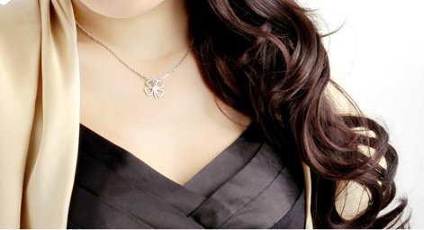 Plata de ley 925 - Colgante collare de cuatro hojas del trebol de la suerte - Blanc - 45cm