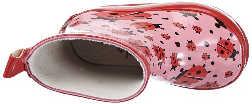 Playshoes Bota de Agua Mariquitas, Botas de Goma de Caucho Natural para Niñas, Rosa (Rosa 14), 21 EU
