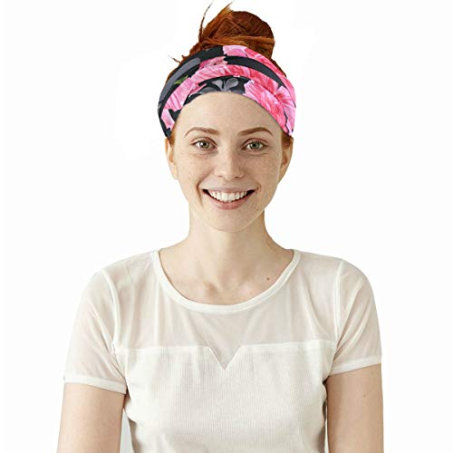 Plsdx Rododendro Colorida Flor Elástica Cintas Cabeza Envoltura Cabeza Deportes Sweatband Mascarilla Bufanda mágica Accesorios para Cabello Bandas Lazos para Mujeres Chicas Correr Fitness Yoga