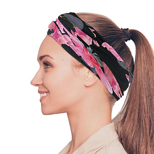 Plsdx Rododendro Colorida Flor Elástica Cintas Cabeza Envoltura Cabeza Deportes Sweatband Mascarilla Bufanda mágica Accesorios para Cabello Bandas Lazos para Mujeres Chicas Correr Fitness Yoga