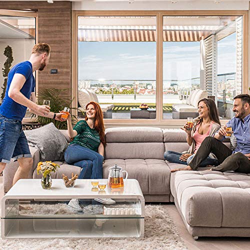PluieSoleil Tetera de Cristal Resistente con Infusor Elegante,Tetera Te de Vidrio con Filtro de Borosilicato con Tapa,Teteras de Cristal con Filtro para Te Infusiones