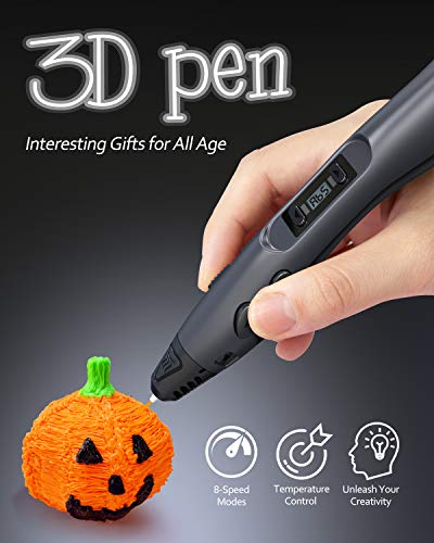 Pluma de Impresión 3D, Tecboss Pluma 3D con Pantalla LCD, 8 Velocidades Ajustables Lápiz 3D Compatibles PLA e ABS Filamentos, Un Regalo Especial de Cumpleaños y Navidad Para Niños y Adultos