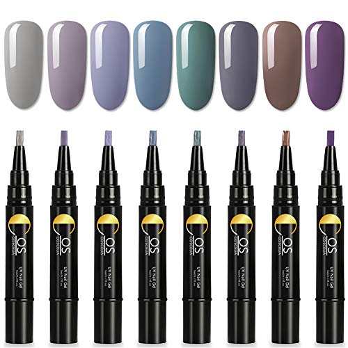 Pluma Esmalte de Uñas Semipermanente Lápiz Pintauñas de Un Paso de Gel UV/LED 8 pcs para Manicura