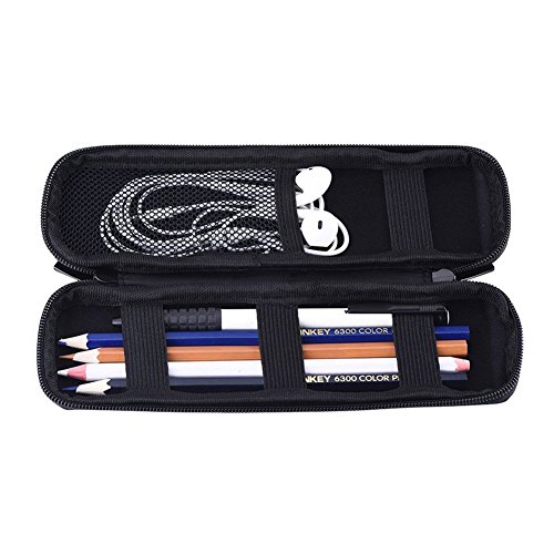 pluma estilografica ni os, neopreno con cremallera tela pluma bolsa Holder bolsa para estudiantes – -washable y duradero (ovalado), color negro, color eva talla única