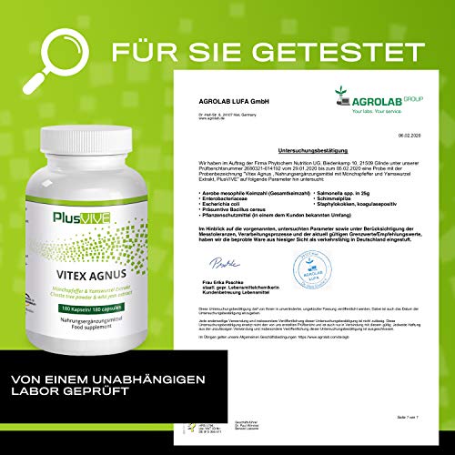 Plusvive - Vitex agnus-castus con extracto de ñame silvestre, 180 cápsulas (250 mg)