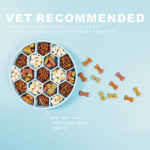 Poem Comedero Lento para Perros con tapete para lamer Perros, comedero para Mascotas Divertido comedero Lento para Perros, tapete calmante para aliviar la ansiedad