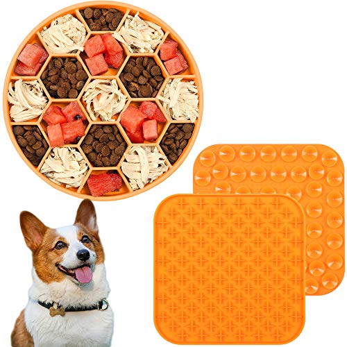 Poem Comedero Lento para Perros con tapete para lamer Perros, comedero para Mascotas Divertido comedero Lento para Perros, tapete calmante para aliviar la ansiedad