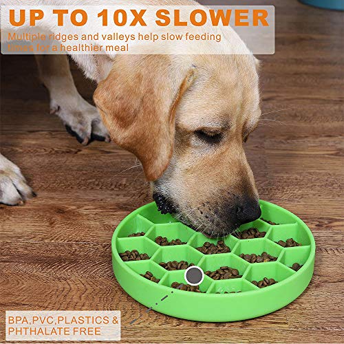 Poem Comedero Lento para Perros con tapete para lamer Perros, comedero para Mascotas Divertido comedero Lento para Perros, tapete calmante para aliviar la ansiedad