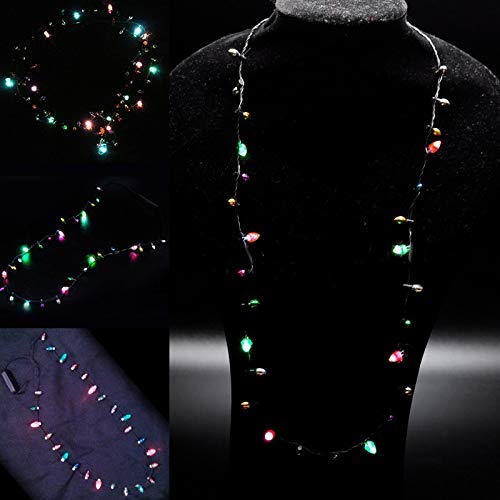 Poitwo 1 Piezas Mini Intermitente Luminoso Parpadeo Navidad Luces Disfraz Collar 8 Bombillas LED