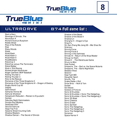 Polai True Blue Mini Ultradrive Pack para Genesis/Mega Drive Mini (813 Juegos)