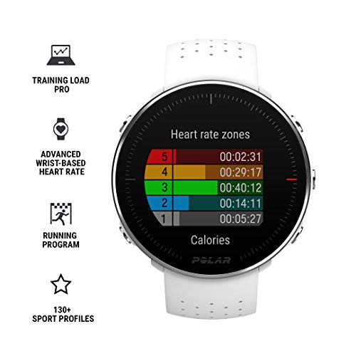 Polar Vantage M -Reloj con GPS y Frecuencia Cardíaca - Multideporte y programas de running - Resistente al agua, ligero - Blanco Talla M/L