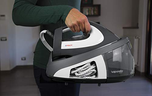 Polti Vaporella Simply VS10.12 Centro de Planchado generador de Vapor con deposito Extraible de 1,5 L, Bomba presión 6,5 Bar, función Eco, Calentamiento 2 Minutos, Gris/Blanco