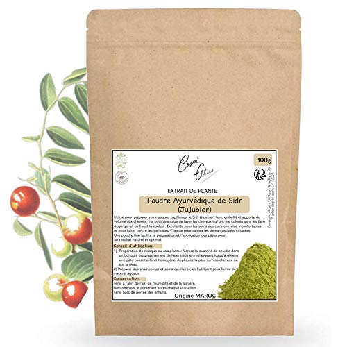 Polvo ayurvédico de Sidr (azufaifo) Cosm'Ethics 100% Natural limpia el cuero cabelludo y restaura el volumen y el brillo 100 g.