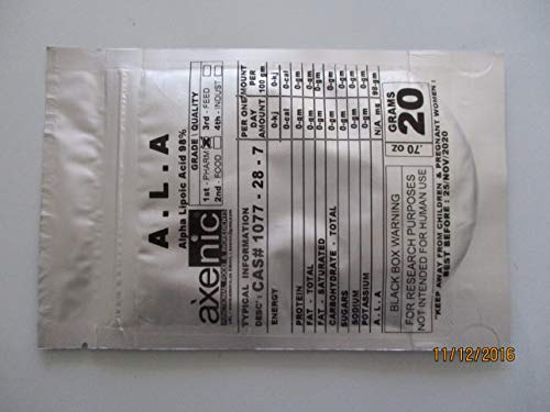 Polvo de ácido lipoico Alpha de 20 gramos