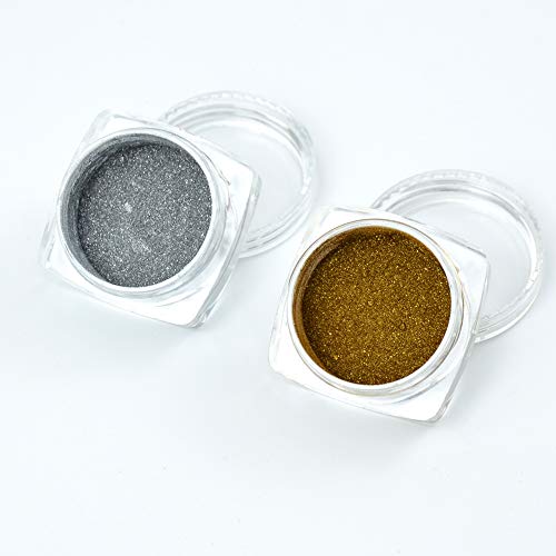 Polvo de titanio para uñas de MEILINDS, 2 colores, efecto espejo, para decoración de uñas, pigmento y purpurina