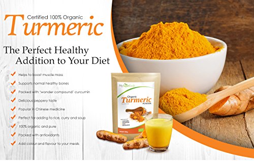 Polvo Orgánico de Cúrcuma (500g), MySuperFoods, Alta concentración de Vitamina C, Calcio, Magnesio, Potasio