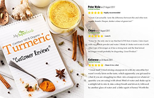 Polvo Orgánico de Cúrcuma (500g), MySuperFoods, Alta concentración de Vitamina C, Calcio, Magnesio, Potasio
