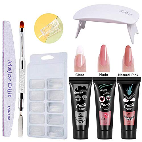 poly gel nails kit,Anself Poly Gel 3 colores de manicura de secado rápido Lámpara de uñas UV Moldes de uñas Kit de extensión de uñas
