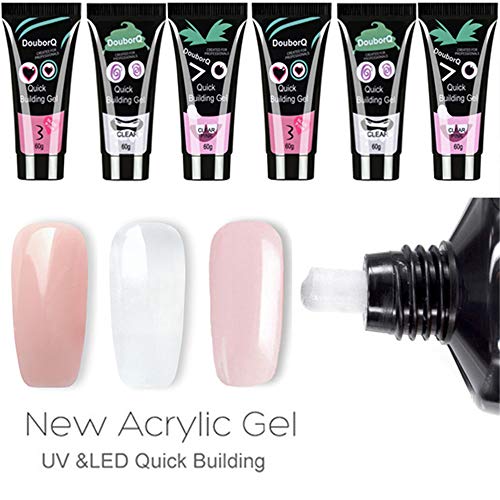 Polygel nail kit,Anself - Alargador de uñas de gel + 48 piezas Consejos para la construcción de moldes rápidos Set