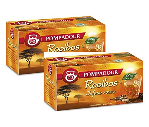 Pompadour 1913 Rooibos (infusión roja) aromático y relajante naturalmente sin teína - 2 x 20 bolsitas de té (70 gramos)