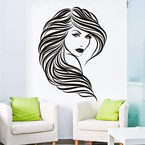 Popular belleza peluquería tatuajes de pared de vinilo arte de la pared etiqueta de mujer cara de corte mural extraíble Room Decor pegatinas de pared 42 * 56 CM