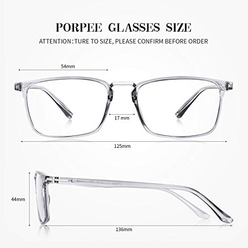 PORPEE Gafas de Filtro de Luz Azul, Gafas de Ordenador con Lente de Película Verde, Gafas Lectura Reduce Fatiga - 100% Protección UV/Radiacion - Marco Ultraligera de Moda