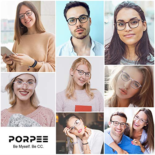 PORPEE Gafas de Ordenador, Gafas Filtro Luz Azul - Protección para Pantalla/Móvil/Tablet/TV - Evita la Fatiga Ocular - Gafas Video Juegos