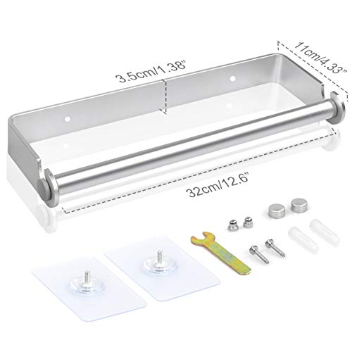 Portarrollos de Pared, Adhesivo Portarrollos de Cocina Soporte Rollo Papel Cocina - Aluminio, Sin Perforar, Astilla