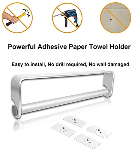 Portarrollos de Pared, Adhesivo Portarrollos de Cocina Soporte Rollo Papel Cocina - Aluminio, Sin Perforar, Astilla