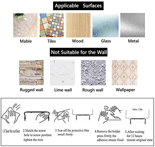 Portarrollos de Pared, Adhesivo Portarrollos de Cocina Soporte Rollo Papel Cocina - Aluminio, Sin Perforar, Astilla