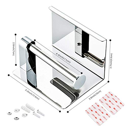Portarrollos para Papel Higiénico, Telgoner portarrollos baño adhesivo, Acero inoxidable SUS304, Porta Rollos de Papel Higienico con el Teléfono Móvil Estante de Almacenamiento (Plata)