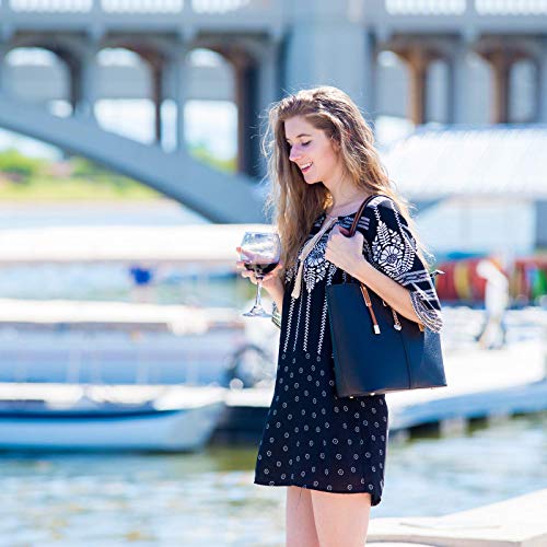 PortoVino Bolso de Vino Clásico (Negro) - Monedero de Moda con Compartimiento Aislado y Oculto - ¡Tiene 2 Botellas de Vino en una Bolsa extraíble!