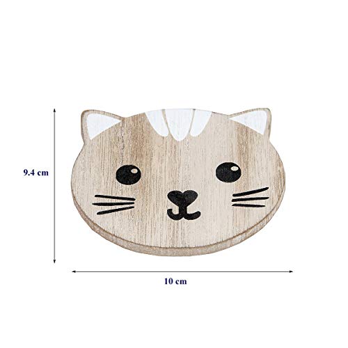 Posavasos Originales de Madera de Gato, Juego de 6 Natural, Regalo para los Amantes de los Gatos