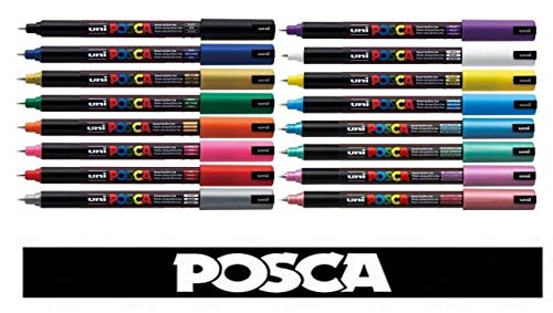 Posca - Bolígrafo con Punta de Bala Marcador PC-1MR - Ultra fino - Colores Surtidos - Paquete de 16